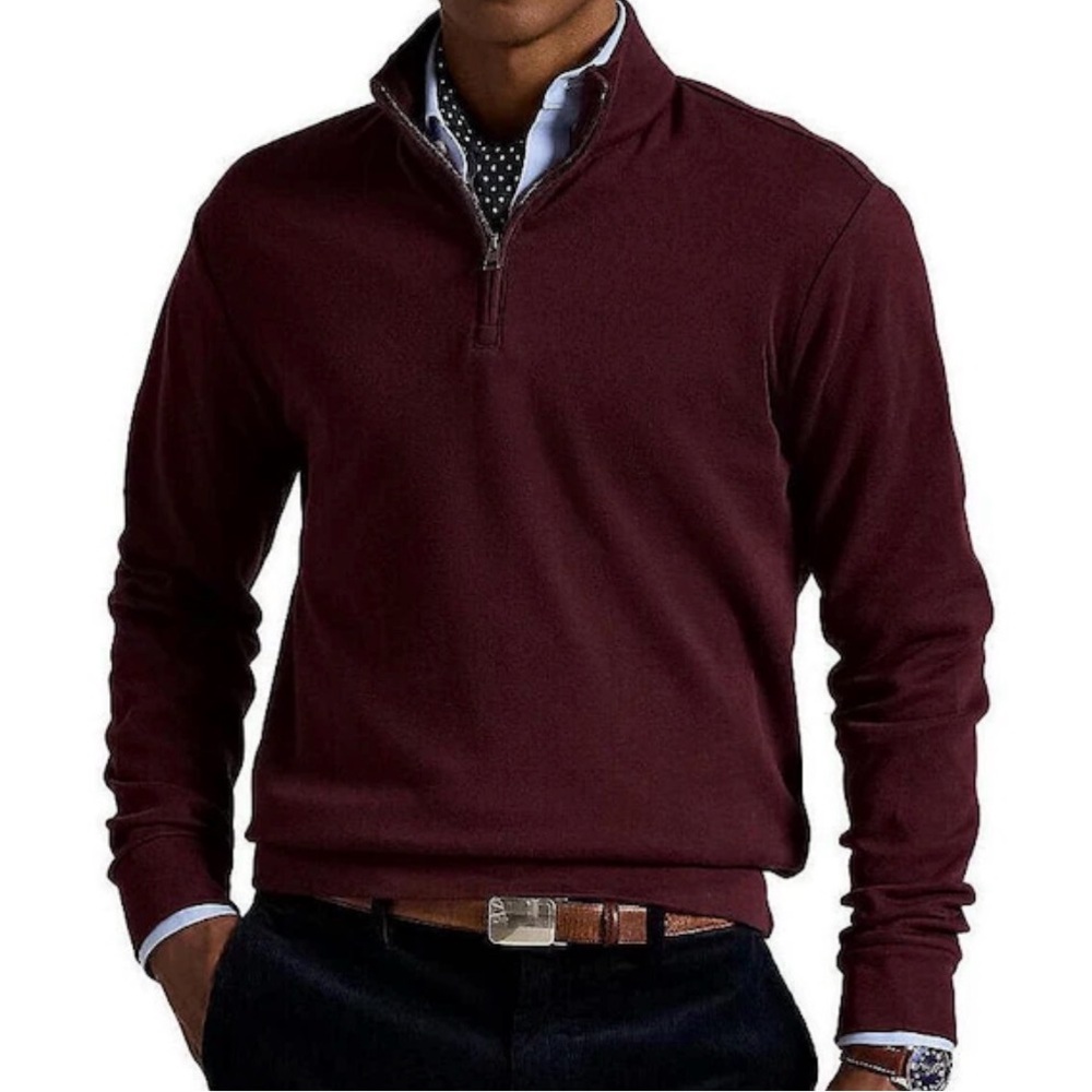 Polo Ralph Lauren Men's Burgundy Zip-Up Sweater